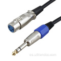 Audio de micrófono de micrófono personalizado Jack XLR 3pin hembra a TRS 6.35 mm 1/4 pulgadas Cable DMX